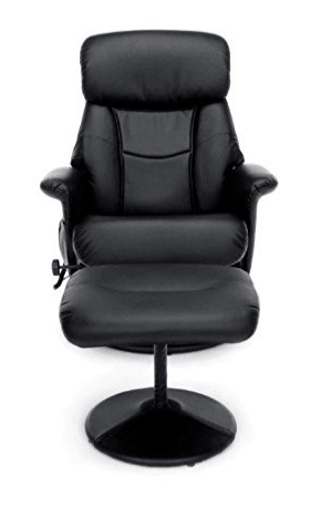 Leather Recliner and Ottoman, Black (ESS-7050M)