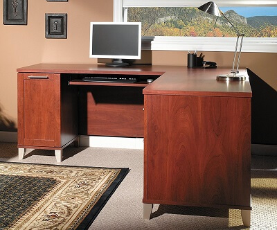 Somerset 71W L Shaped Desk in Hansen Cherry