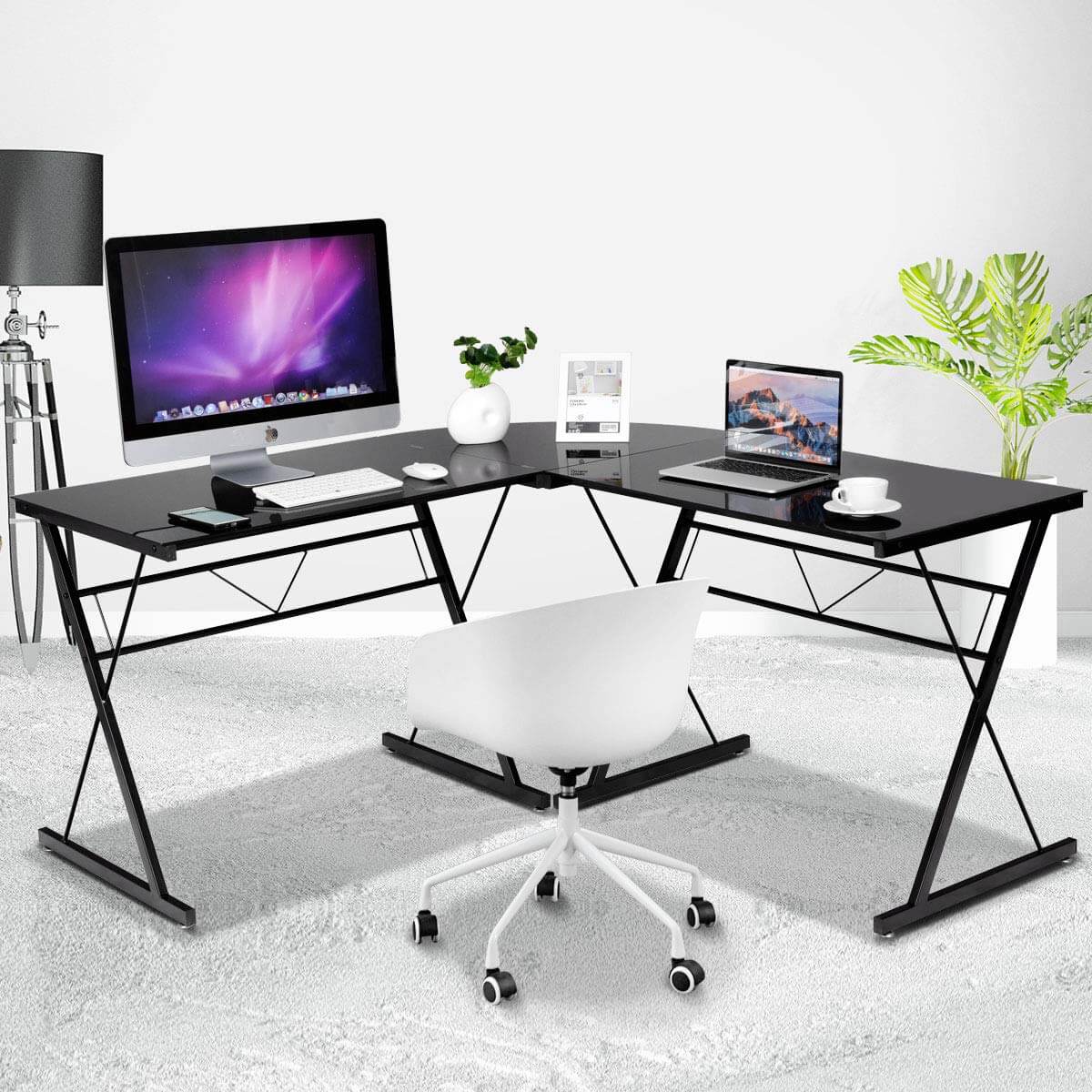 Tangkula L-Shaped Corner Desk