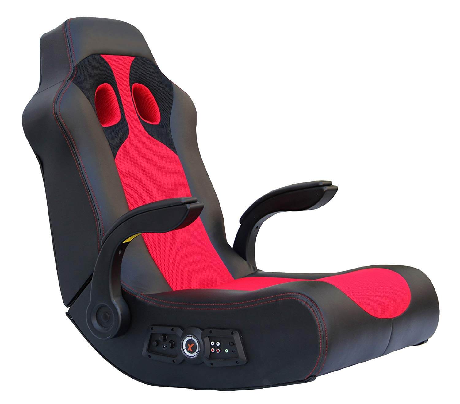 X Rocker 5172801 Ace Bayou Vibe Sound Chair with Arms, Black Red